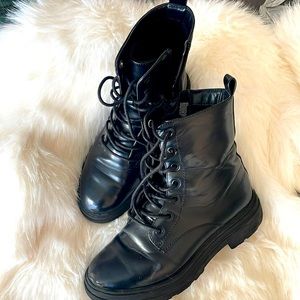 Black combat boots